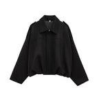 Autumn And Winter European And American Bomber Jacket Bat Sleeve Zipper Loose Suede Texture Tops Women's Casual Tops Women