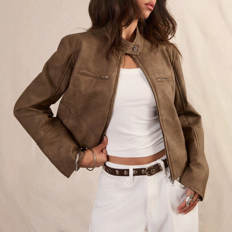 Women's Autumn Short Leather Jacket