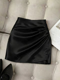 Womens Stylish And Elegant Solid-color A-line Satin Skirt