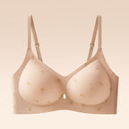 French Country Floral Leopard Print Seamless Soft Cup Underwire Push Up Bra - Firm Support Anti Sagging Lingerie for Women