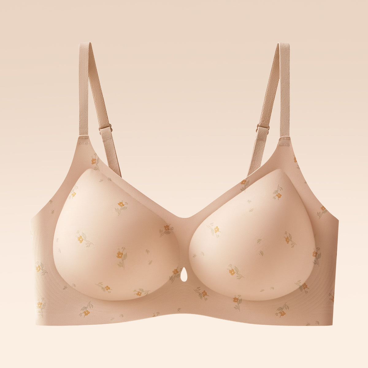 French Country Floral Leopard Print Seamless Soft Cup Underwire Push Up Bra - Firm Support Anti Sagging Lingerie for Women