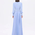 Beaded Long Sleeve Maxi Evening Gown