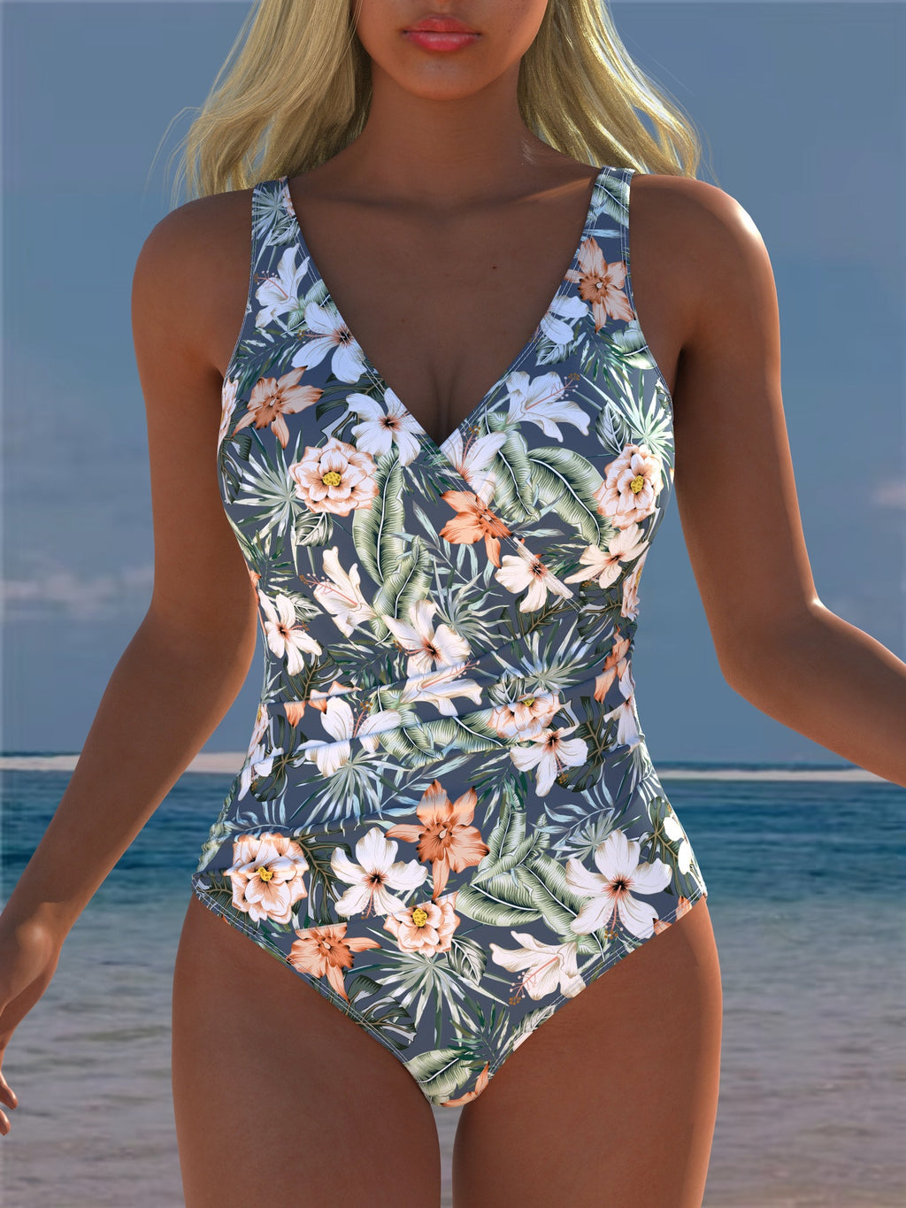 Womens One-piece Deep-V Sexy Strap Swimsuit