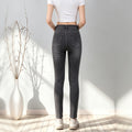 Women High Waist Gradient Black Straight Leg Jeans, Casual Slim Fit Denim Pants With Pockets