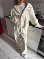 Women's Zipper Sports Suit And Pants Gary Casual Two-Piece Women's Casual Hooded Sports Suit