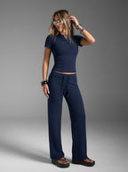 Cross-Border Outdoor Sports Short-Sleeved Straight-Leg Pants, Casual Yoga Wear, Fitness Wear, Yoga Outfit Set