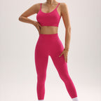 Cross-front Back-enhancing Fitness Set Nude-feel Sports Bra And Pants