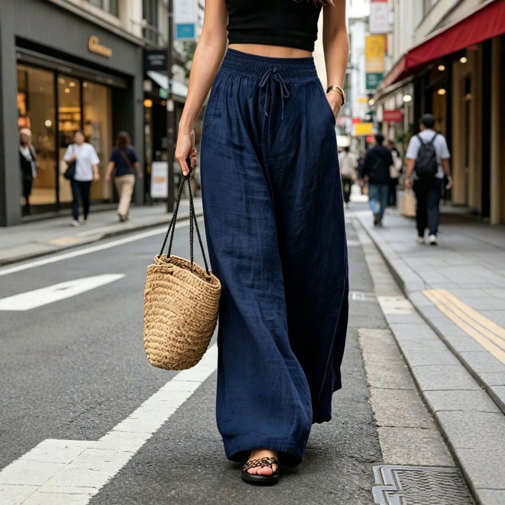 High-waisted Loose-fitting Straight-leg Casual Wide-leg Pants