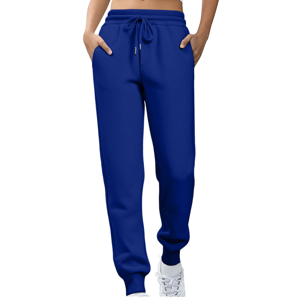 Womens Fleece Sweatpants Solid-color Joggers