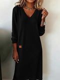 European And American Cross-Border New Spring & Fall Women's V Neck Long Dress Slim Hip Skirt Women's Dress
