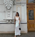 Womens Solid-color Sequined And Beaded Fashion Casual Skirt With A Back Slit