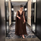 Chiffon Pleated Backless Evening Dress