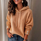 Women's Hooded Drawstring Sweatshirt Loose-fit Sweater