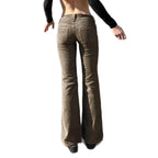 Vintage Solid-color Corduroy Slim-fit Slightly Flared Pants With Pocket Design