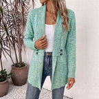 Casual Double-breasted Decorative Belt Cardigan Lazy Style Versatile Mid-length Sweater