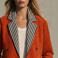 Retro-style Color-block Orange Jacket For Women