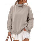 Solid-color Half-high-neck Casual Loose Hoodie