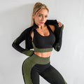 Army Green Seamless Three-Piece Set