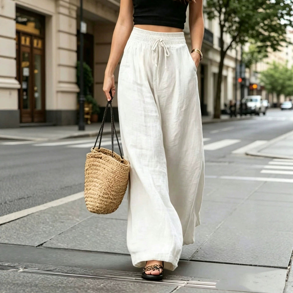 High-waisted Loose-fitting Straight-leg Casual Wide-leg Pants