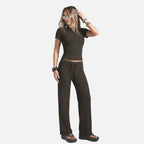 Cross-Border Outdoor Sports Short-Sleeved Straight-Leg Pants, Casual Yoga Wear, Fitness Wear, Yoga Outfit Set