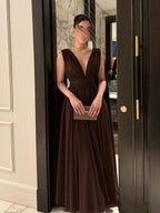 Chiffon Pleated Backless Evening Dress