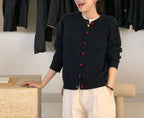 College Style Retro High-end Knitted Cardigan Women's Autumn New Niche Design Love Button Sweater Jacket