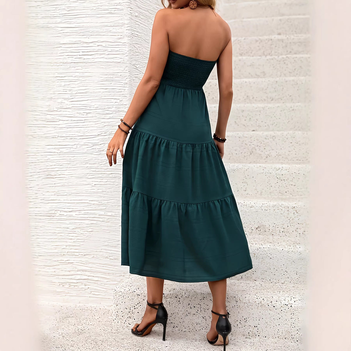 Fashionable Shoulder Midi Dress For Europe And America