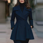 2026 Europe And The United States Cross-border Foreign Trade Autumn And Winter New Independent Station Solid Color Lapel Coat Double-breasted Long Sleeve Women's Coat