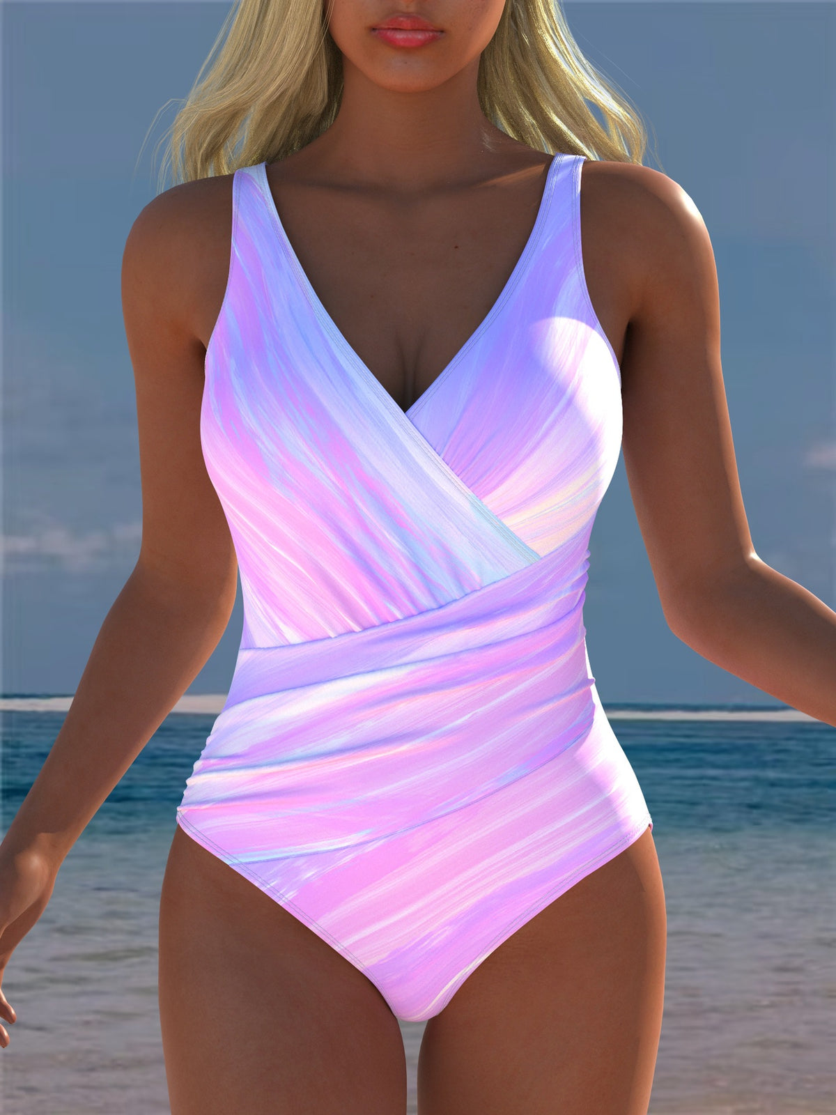 Womens One-piece Deep-V Sexy Strap Swimsuit