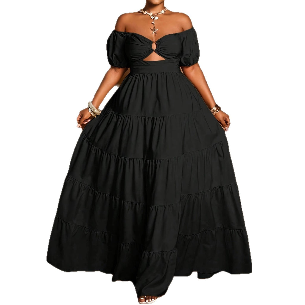 Plus-size Womens Elegant Off-shoulder Dress