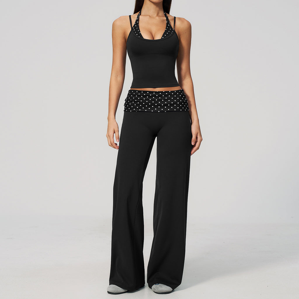 Cross-border Brushed Fitness Suit, Fashionable Polka Dot Faux Two-piece, Hip-lifting, High-waisted, Quick-dry Running Sports Yoga Wear 4549