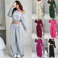 Flower Gray One-Shoulder Lounge Set