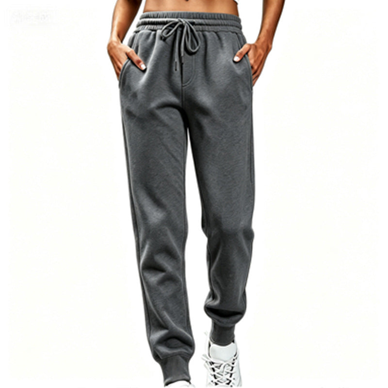 Womens Fleece Sweatpants Solid-color Joggers