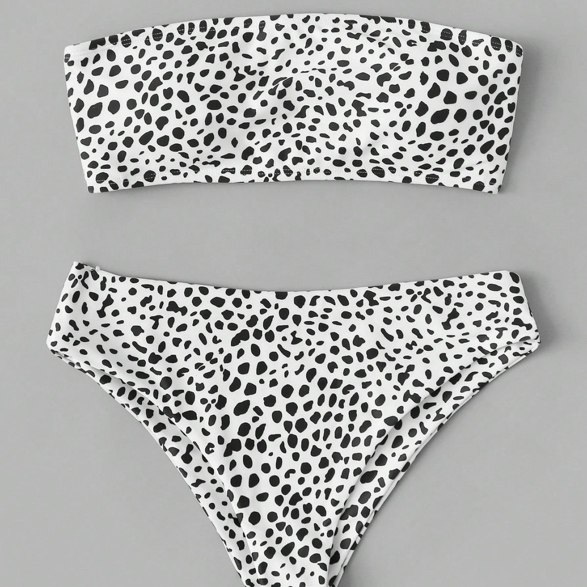 Fresh And Chic High-waisted Bandeau Style With A Polka-dot Print