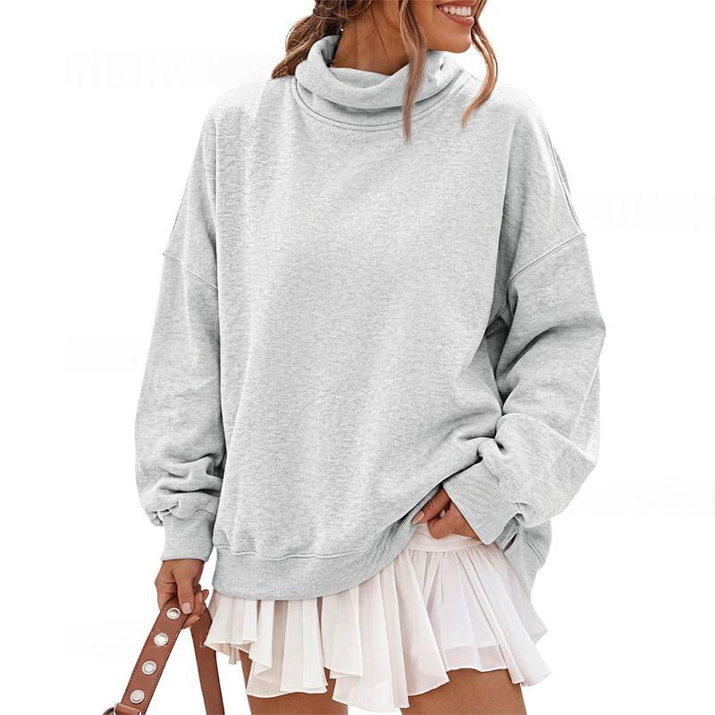 Solid-color Half-high-neck Casual Loose Hoodie