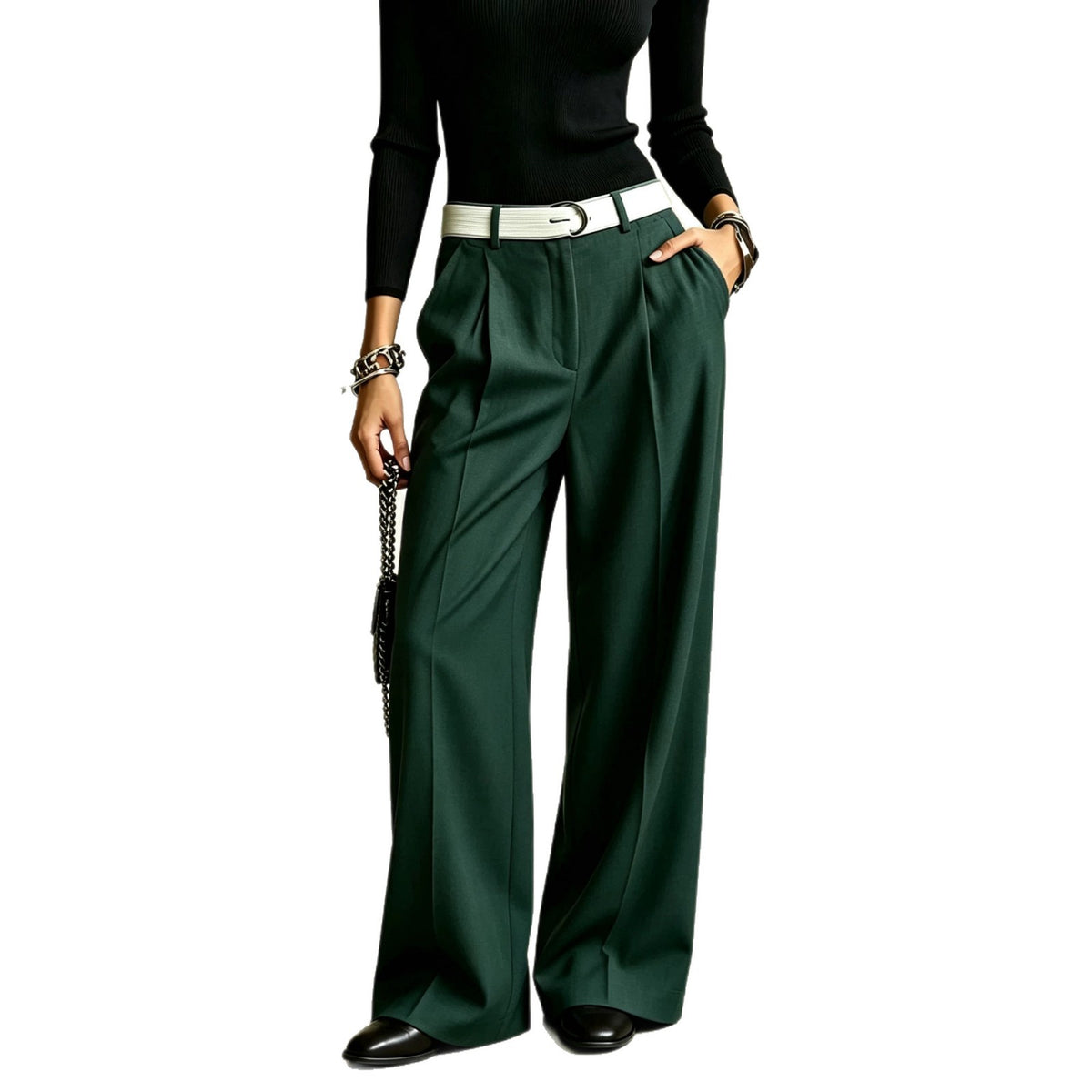 Womens Tailored Trousers Slightly Flared Hem And A Slimming