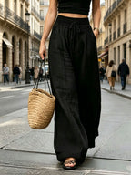 High-waisted Loose-fitting Straight-leg Casual Wide-leg Pants