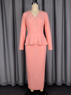 Elegant Banquet And Commute Dress With Ruffled Sleeves And A Fitted Waist