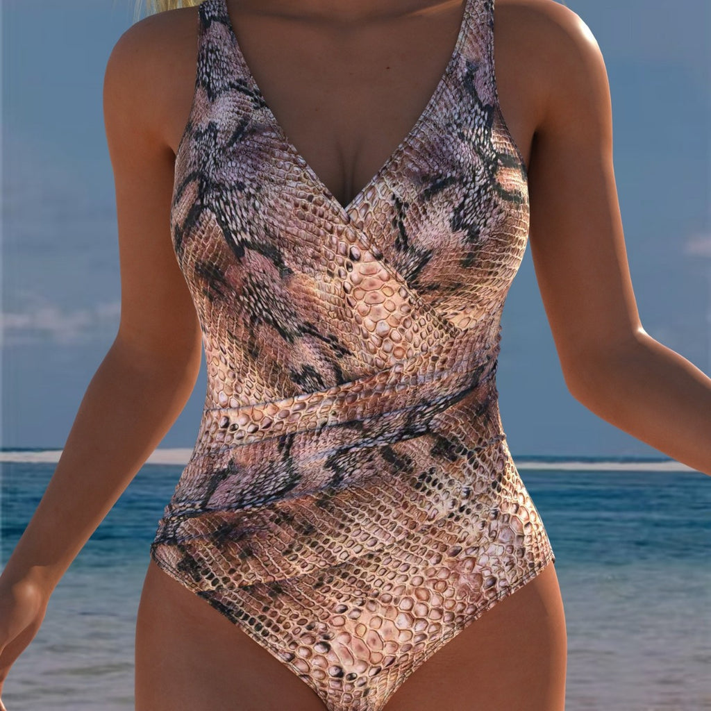 Womens One-piece Deep-V Sexy Strap Swimsuit