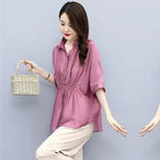 Casual Chic Plus-size Wide-leg Pants Linen Two-piece Set With A Flowing Drape