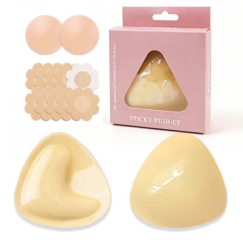 V-Shape Triangle Double-Sided Adhesive Breast Pad - Invisible Push-Up Silicone Bra Insert for Women