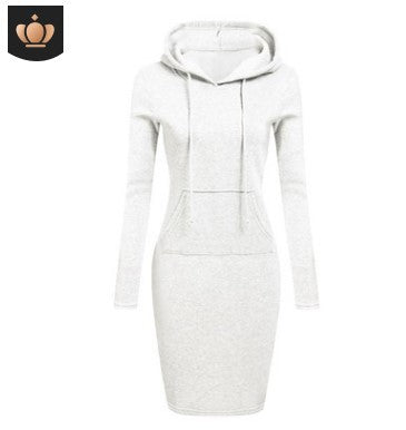2026 Hot Autumn And Winter European And American Women's Hooded Lace Up Hoodie Pocket Long Sleeved Dress