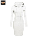 2026 Hot Autumn And Winter European And American Women's Hooded Lace Up Hoodie Pocket Long Sleeved Dress