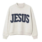 Women's Embroidered Letter Crewneck Long-sleeve Sweatshirt