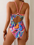 Womens Sexy Backless Strap One-piece Swimsuit
