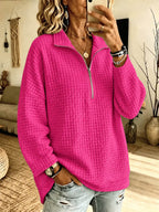 Waffle Zipper Long Sleeved Shirt