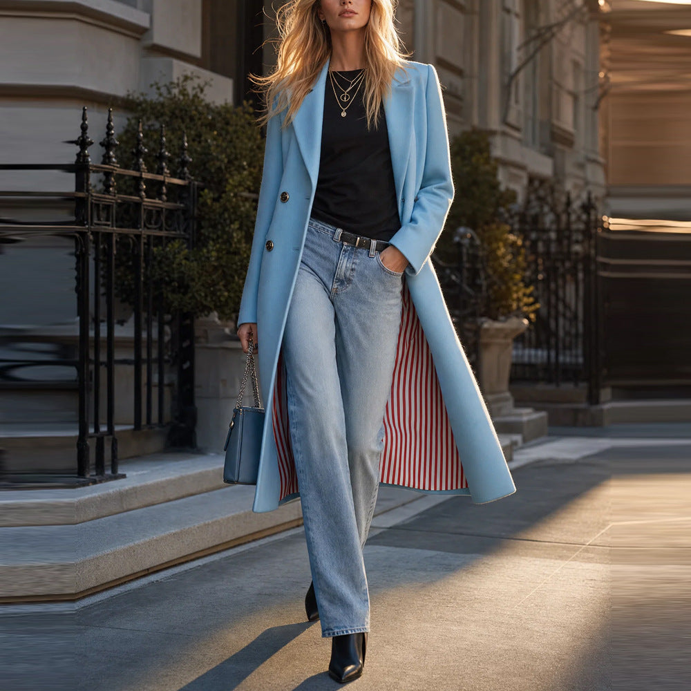 2026 Autumn And Winter New European And American Cross-border Foreign Trade Independent Station Double-breasted Women's Coat Temperament Fashion Casual Coat