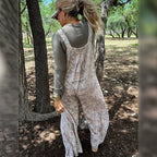 High-waisted Camo-print Jumpsuit With Pockets