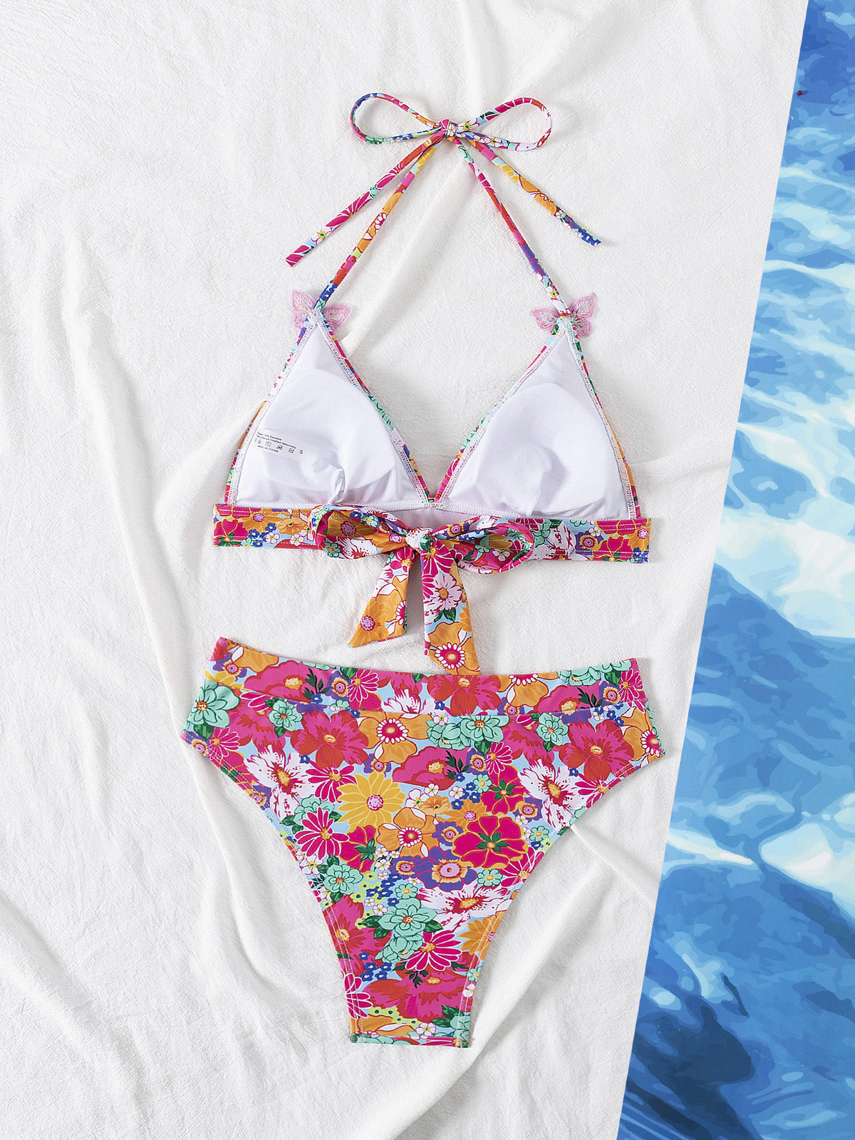 European And American New Style Bikini Swimsuit Cross-Border Amazon Lace-Up Backless Sexy Floral Beach Bikini For Women