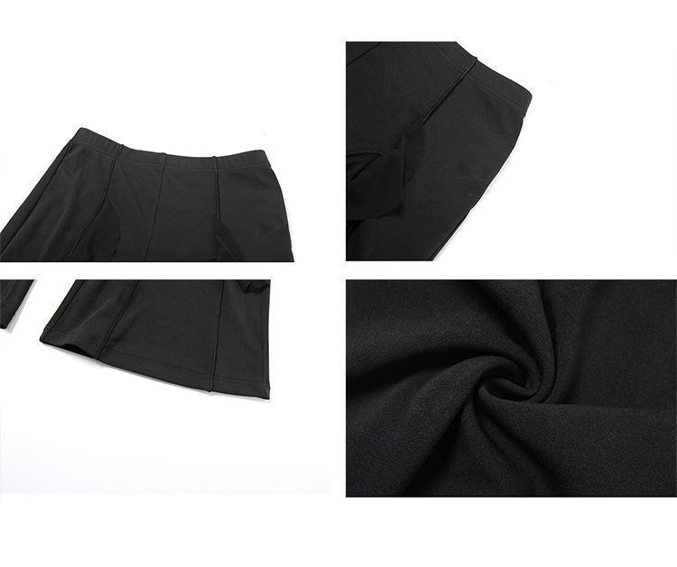 Versatile Solid-color High-waisted Flared Trousers With Flowing Lines Delicate Lace Detailing